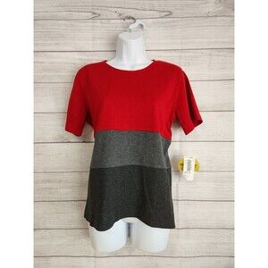 Eccobay vintage small nwt red gray short sleeve sweater